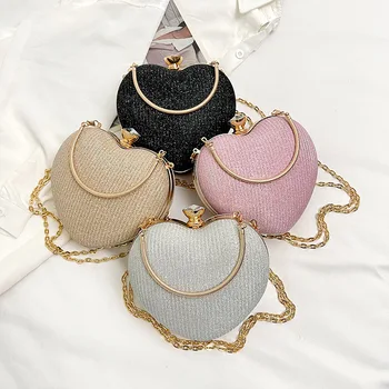 Wholesale Bling Bling Bridal Evening Bags Shinny Ladies Love Heart Shape Luxury Clutch Bag