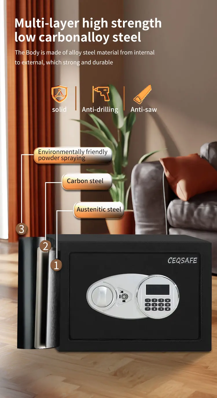 CEQSAFE Classic Electronic Digital Password Code Home Mini Safe Small Safe Box manufacture