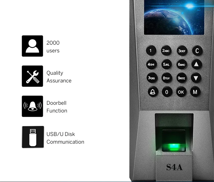 S4A F18 Large LCD Fingerprint Standalone Access Control