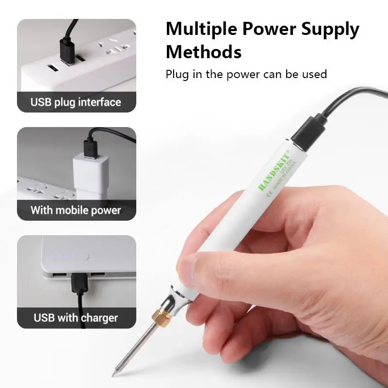 USB Charging Soldering Iron 5V 8W Adjustable Temperature Electric Soldering Iron Kit with Soldering Stand Solderng Wire