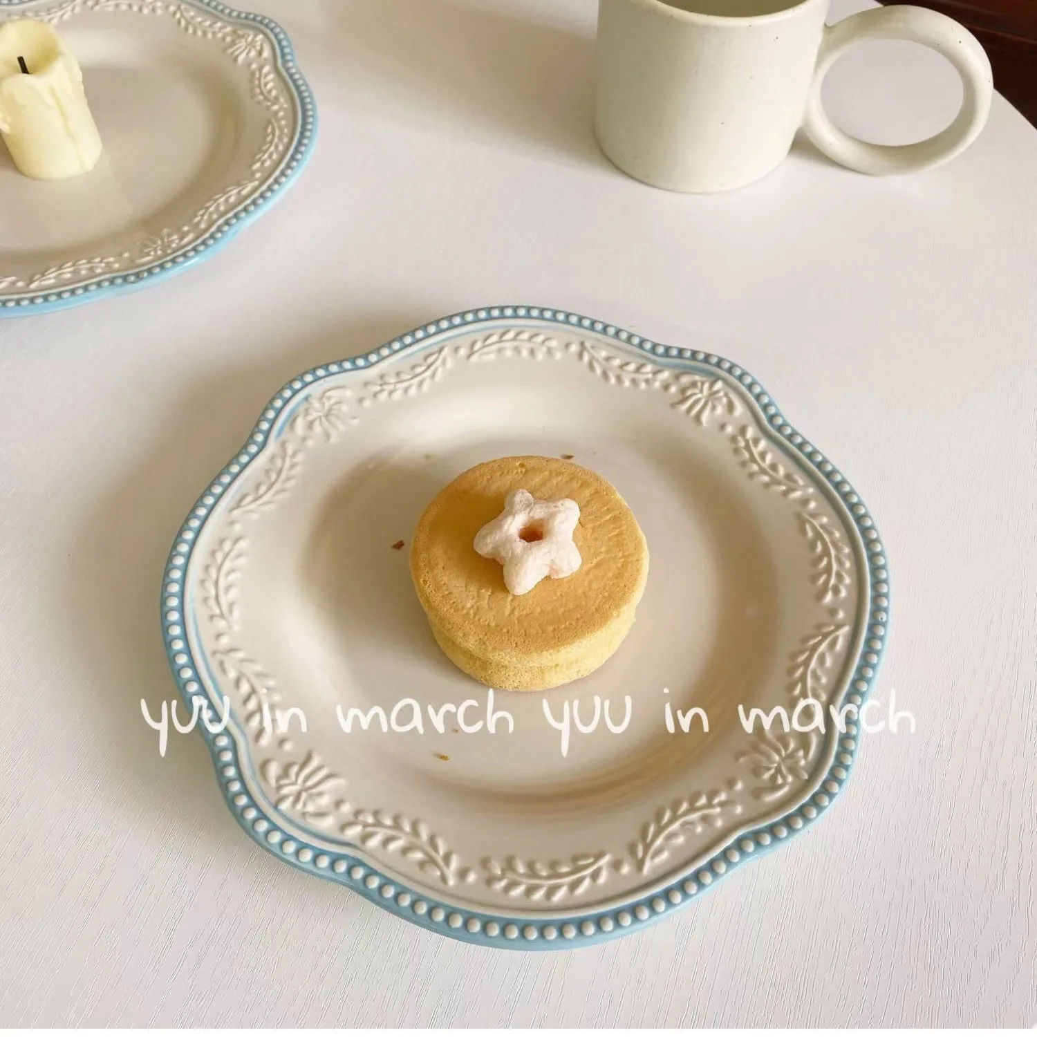 product 85in european lace embossed bead point western plate palace dessert cafe retro flat pastry plate483-52