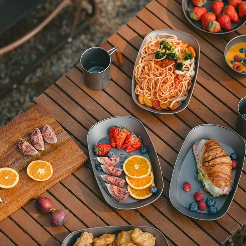 Naturehike Titanium Skuff Bærbar Utendørs Camping Piknik Grill Bestikk Piknik tallerkener Skål