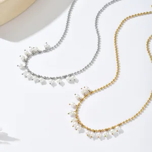 Light Luxury Fashion Elegant Imitation Pearl Tassel Bamboo Chain Necklace Gold-plated Temperament Gentle All-match