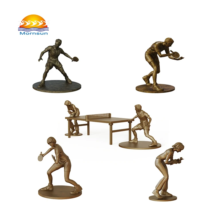 Figurine de Ping-Pong 3D couleur Bronze personnalisable en Résine Sculpture de Haute Qualité en Résine Bronze de Gros pour Décoration Intérieure