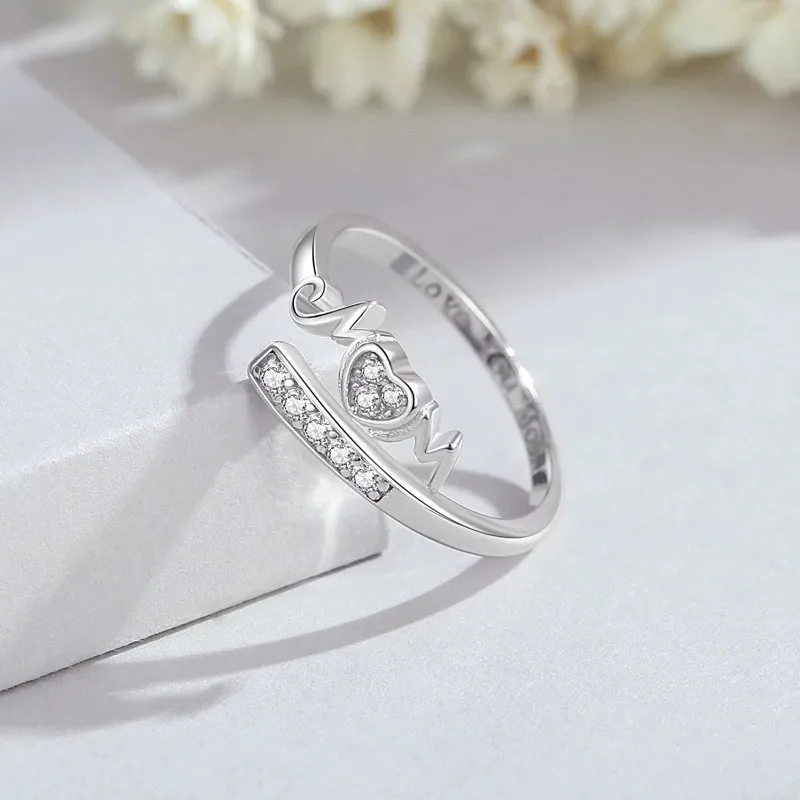 R♡mama Fashion Jewelry 925 Sterling Silver Mama Diamond Rings for Women