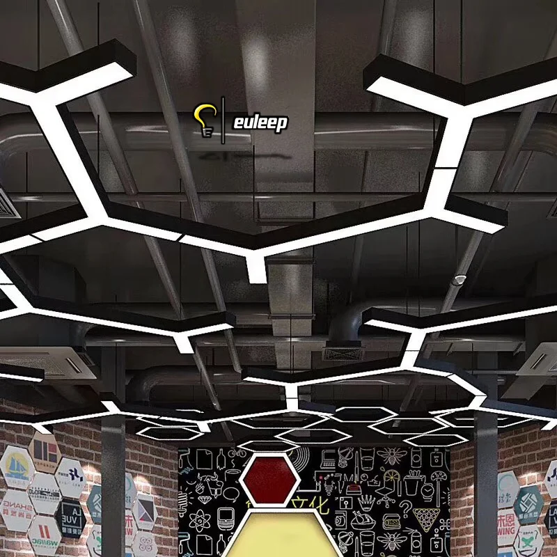 Architectural  Linear Decorative Design Pendant Hexagonal Led Light Cross Y Shape Led Shop Light for Garage Gym Ceiling Lights
