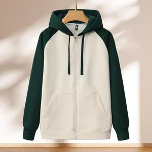 New Unisex 100% Polyester Knitted Sports Hoodie 450g Autumn Winter Fashion Zipper-Up Pullover Color Blocking Eco-Friendly