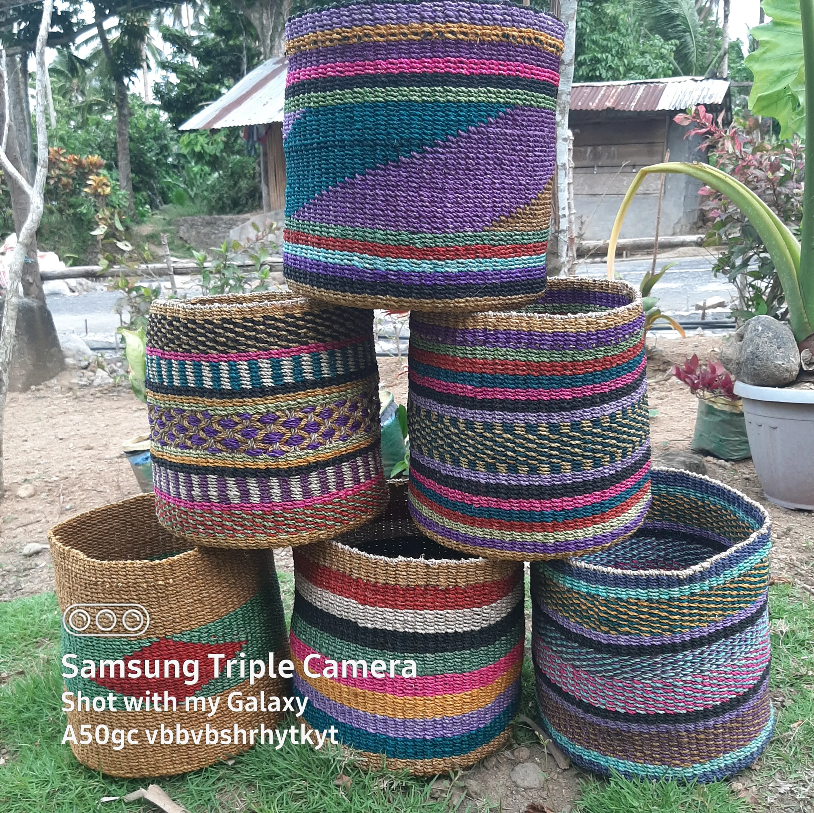 Handmade Plant Fiber Abaca Rope Storage Basket Customized Organic