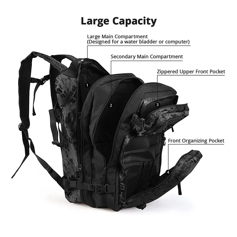 High Quality Outdoor Camouflage Tactical Backpack High Capacity Hunting Backpack Waterproof Training Assault Rucksack