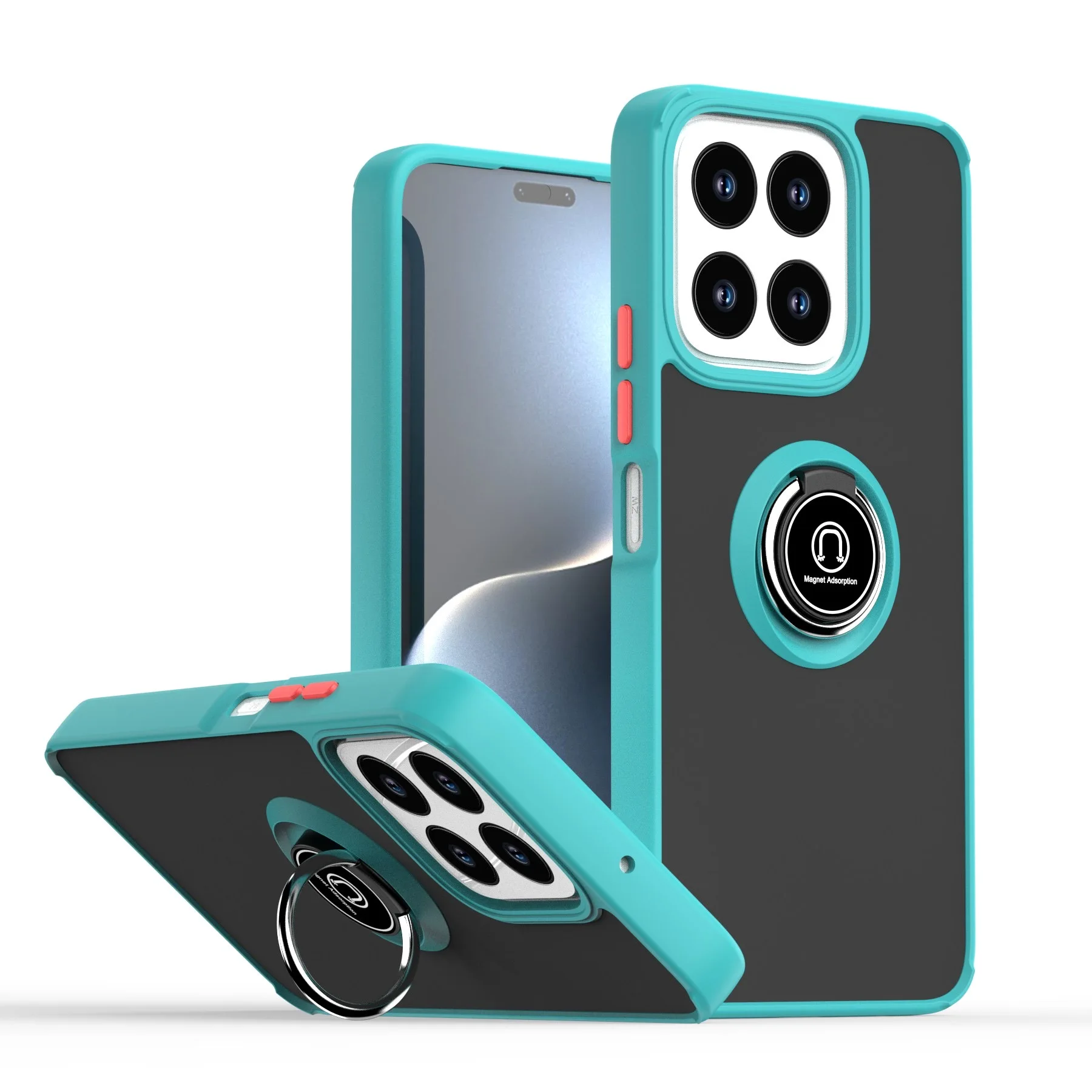 Plain Shockproof Phone Case Full Protection Mobile Phone Cover With Ring  Stand for ZTE Blade A55 53 35 V60 40 Axon60 Series