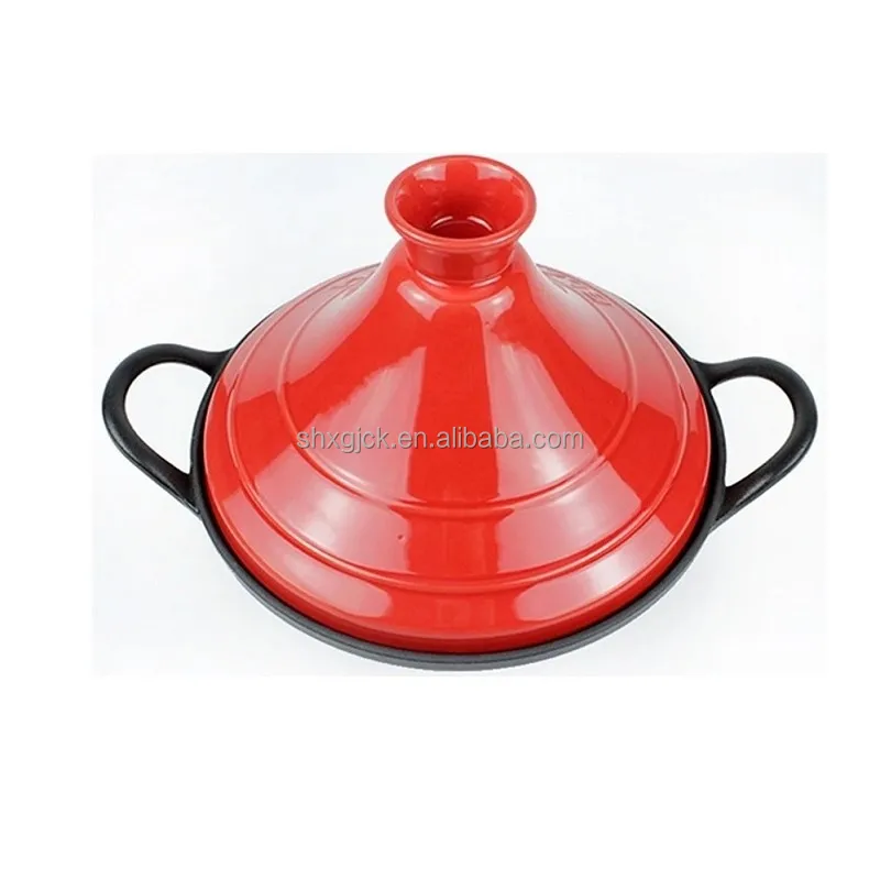 Cast Iron Small Enamel Moroccan Tagine Pot With Two Handles Pottery