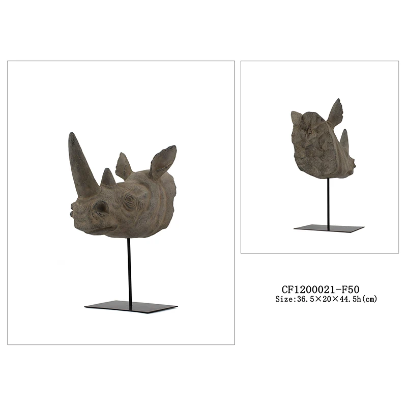 New Design Nordic modern creative rhinoceros head ornaments home Model Animal resin crafts for living room decoration factory