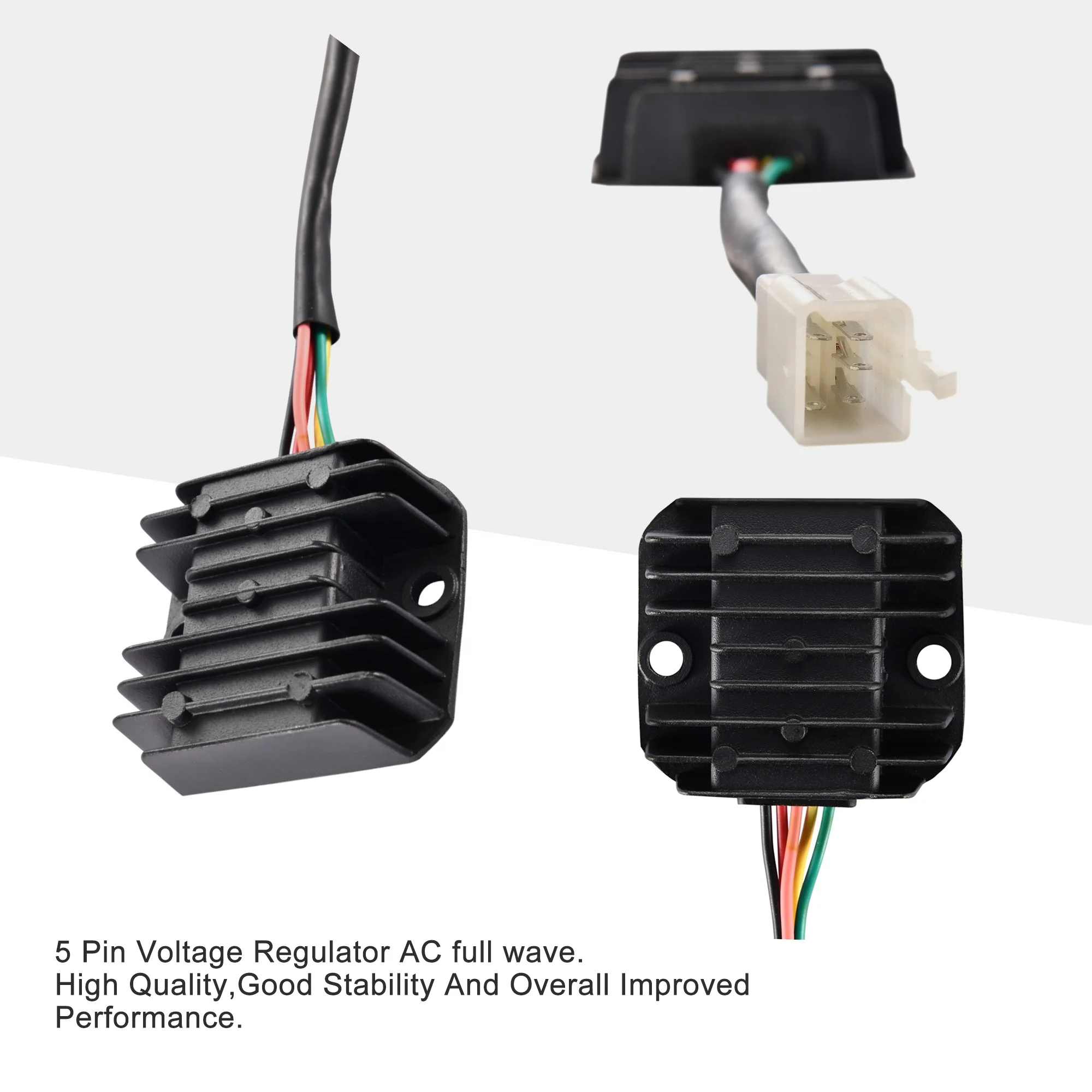 GOOFIT 5 Pin Voltage Regulator Rectifier Replacement for GY6 CG 125cc 150cc 200cc 250cc ATV Dirt Bike Go Kart Moped Scooter