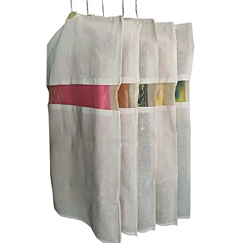 Factory BSCI Customized  100% Cotton Garment Bag T-shirt Bags With Window Storage Jackets Suits Tops Sarees Blouses Dresses