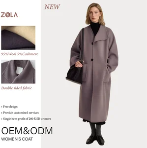 Zola 25-year-old Winter New Handmade Wool Cashmere Blend Beige Button Closure Soft Keep Warm Casual Loose Silhouette Long Coat