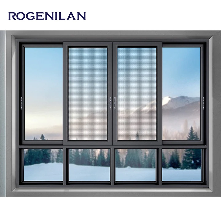 Sliding Aluminum Window with Mesh Soundproof Glass Aluminum Sliding Kitchen Window