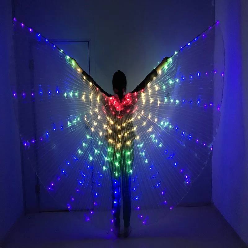 LED Luminous wings Belly Dance Costume Cloak Luminous butterfly wings bar  Fluorescent Props