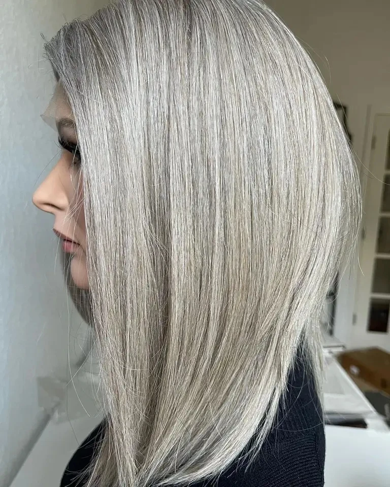 Salt and Pepper Color Gray White Hair Kosher Raw European Human Hair Real  Scalp Silk Base Lace Front Wigs for Old Women