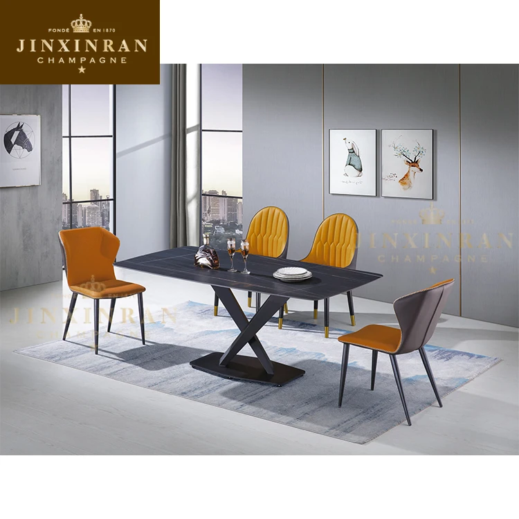 Italian Luxury Design Marble Top Dining Table Set 8 seater With Metal ...