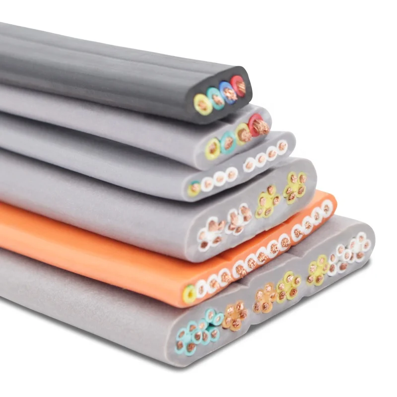 Flat Flexible Cables TVVB 14 Core 1mm2 Multicore Flexible PVC Sheath Travelling Elevator Cable