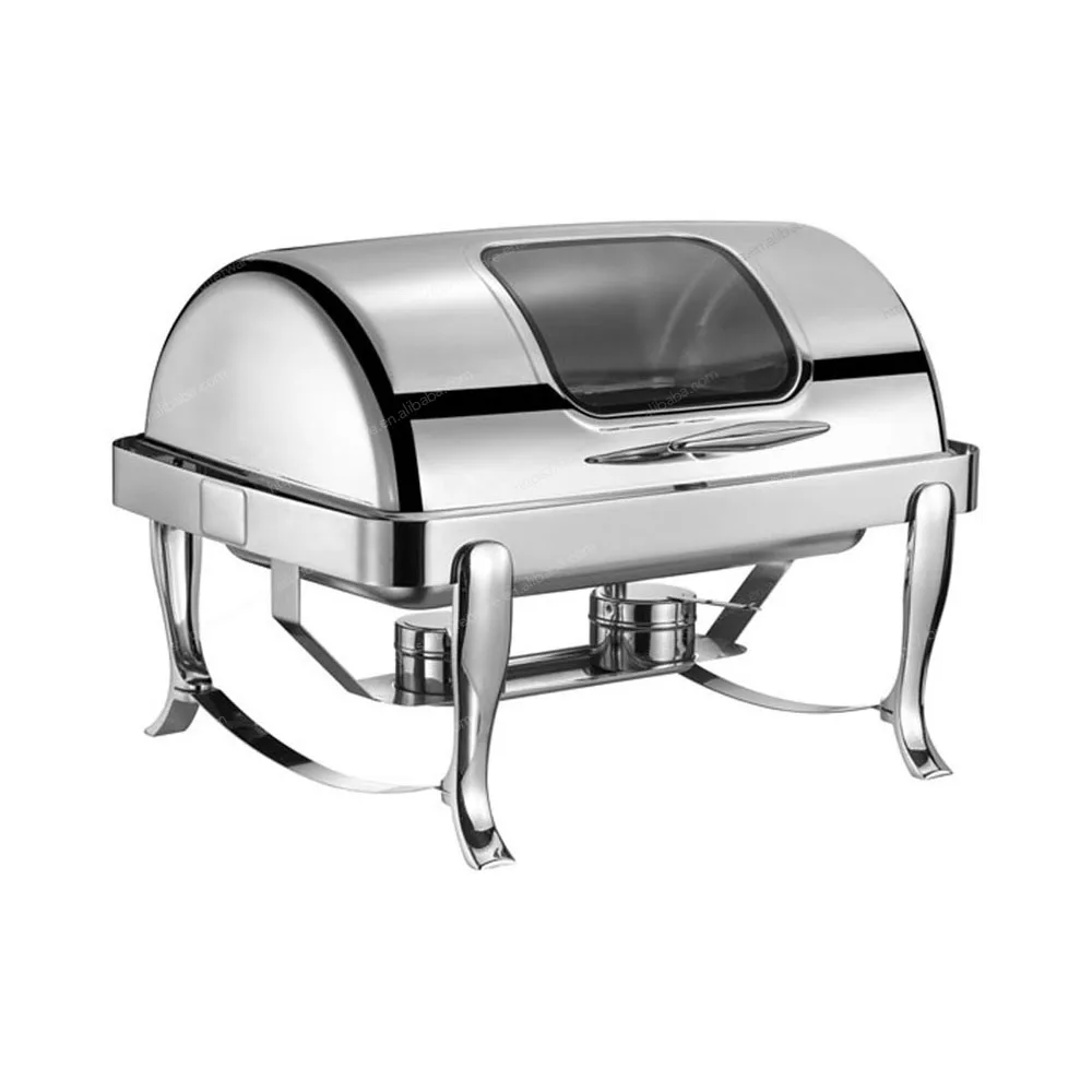 Multi-Purpose Rectangle Chafing Dish, 9L Hydraulic Roll Top Cover, for Soups/Stews/Desserts in Hotels