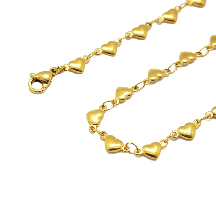 Gold Stainless Steel Beaded Ball Chain Tennis Necklace for Men