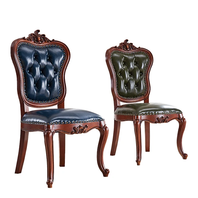 Luxury Antique Wooden Carving Leather Royal Classic Dining Chairs Leisure Chair AB286/ 333066