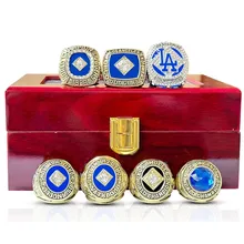 MLB Custom-made Exquisite Gift Box Set of Seven Los Angeles Dodger Championship Rings From Europe and America