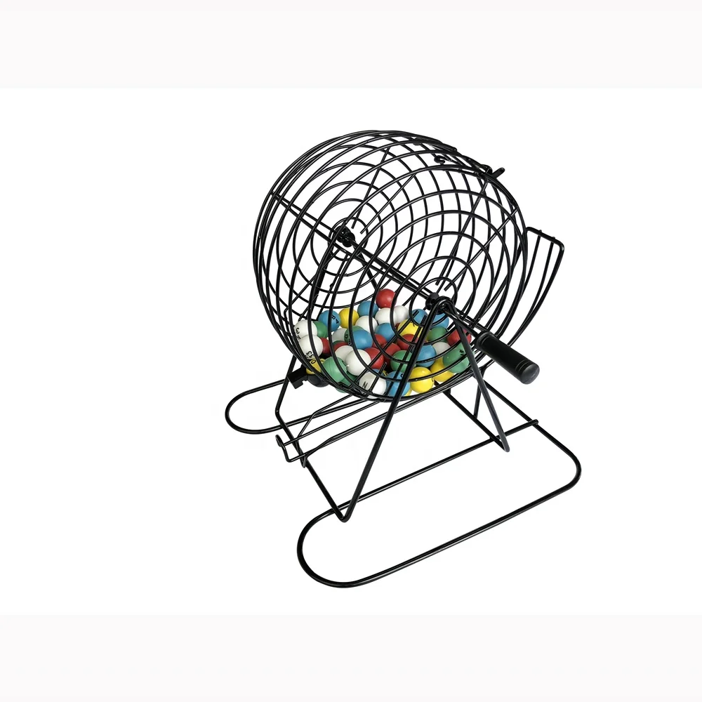 Игровой набор для Бинго-9-дюймовый в форме металлической птичьей клетки с пластиковой Masterboard, 75 многоцветные шары бинго, бинго, карт и Бинго фишки