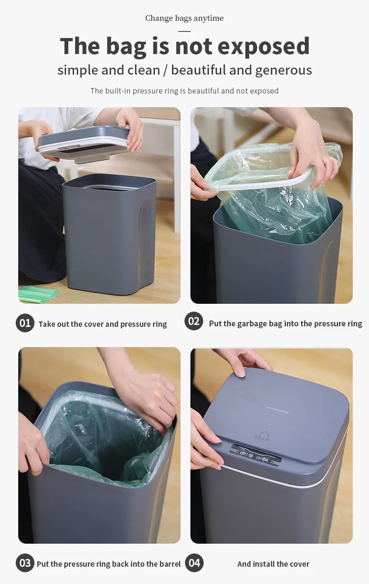 Papelera Inteligente Sensor Automatic Dustbin Rubish Nordic Kitchen ...