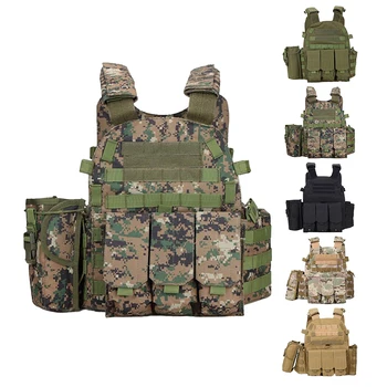 6094 Tactical Vest Bag Plate Carrier Chalecos Molle Hiking Fishing 600d Nylon Outdoor Training Hunting Vest Safety