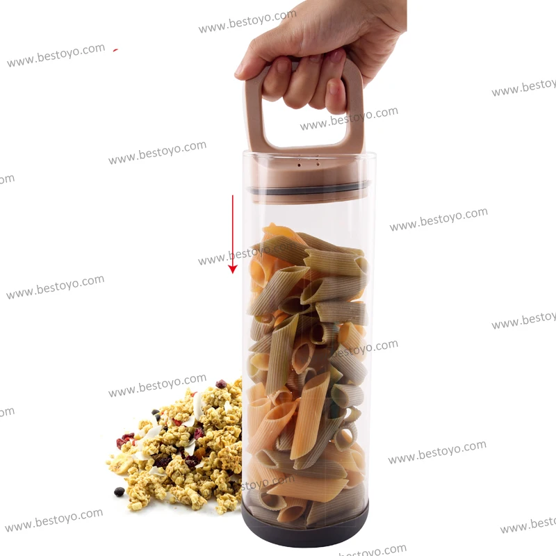 Vacuum Storage Canister Set with Plastic Folding Handle Lid High Borosilicate Glass Jar