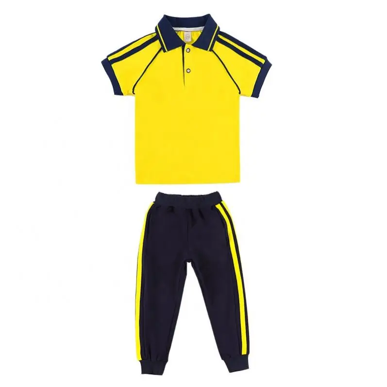 New Sports Suit Summer Polo Shirts Uniforms Custom Design Boys and Girls  Two-piece Set School Uniforms