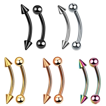 NUORO 16G Surgical Steel Eyebrow Curved Barbell Banana Piercings Ear Navel Belly Lip Ring Earlets Lip Helix Piercing Jewelry