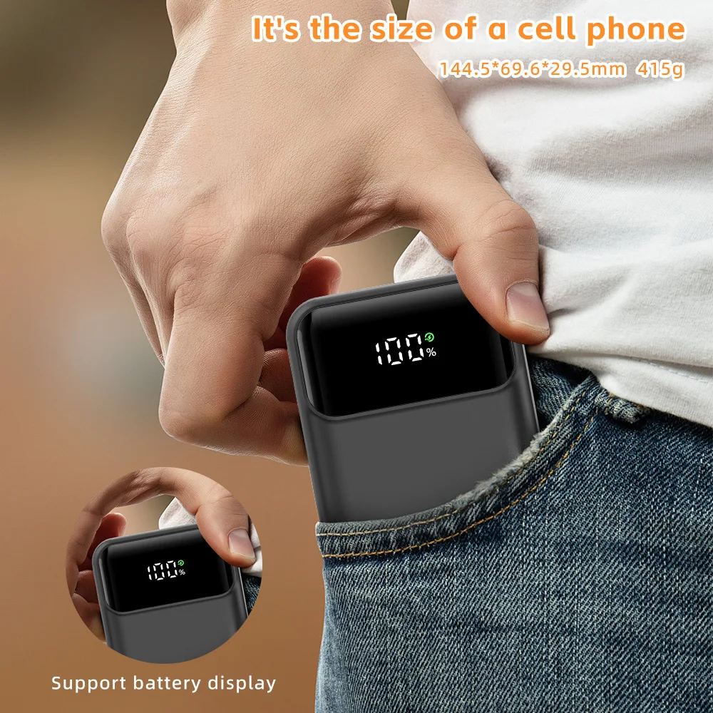 Bulk Wholesale High Capacity 20000mAh Power Bank With LED Display Fast Charging Power Bank Built in Cables
