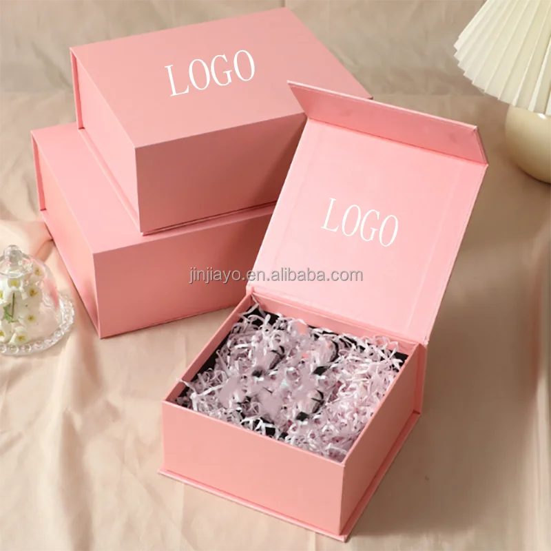 Custom Pink Color Magnetic Lid Gift Boxes Logo Printed Jewelry Storage and Perfume Carton Packaging Box For Gift supplier