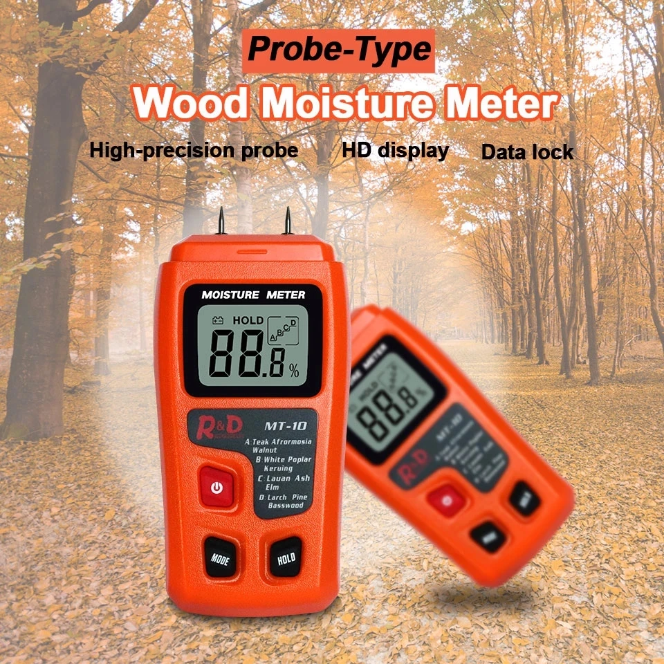 Orange 0-99.9% Two Pins Digital Wood Moisture Meter Paper Humidity Tester  Wall Hygrometer Timber Damp Detector