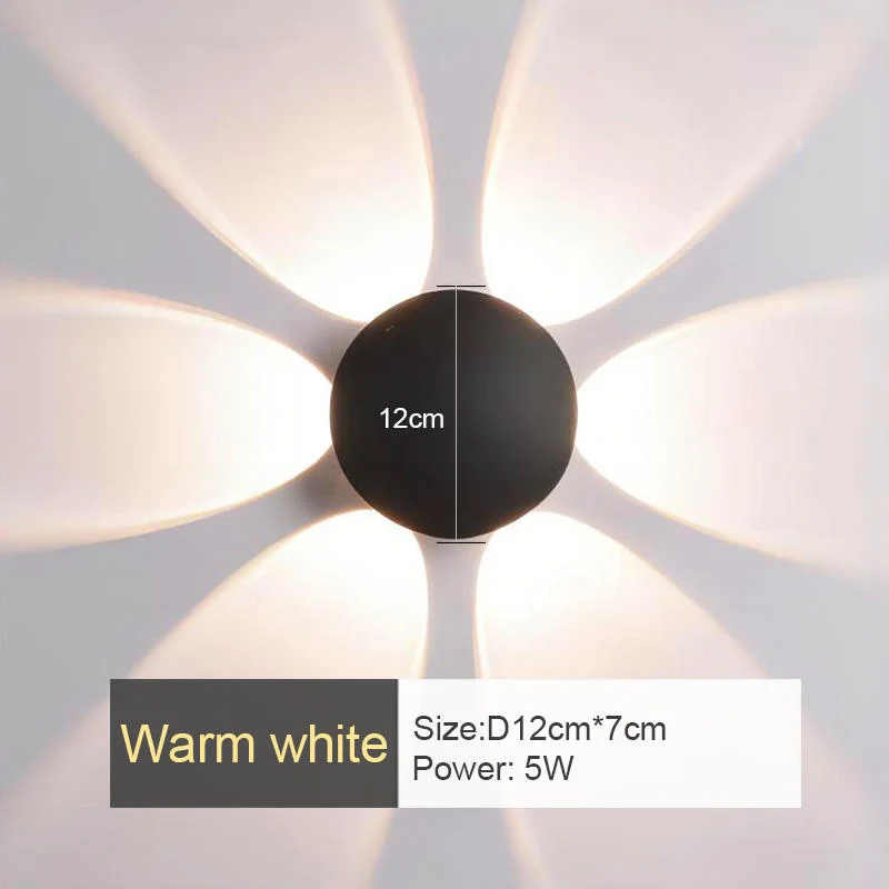 Modern Minimalist LED Wall Lamp Indoor IP65 Waterproof 5W Black Warm White Living Room Corridor Light AC85~265V