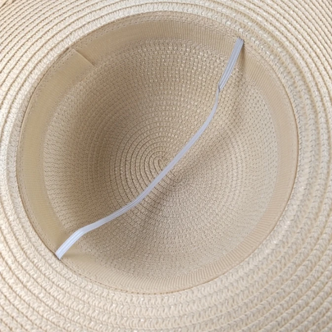 Summer Woman Straw Hat Solid Color Wide Brim Dome Sun Hat Fringe Beach Cap Foldable