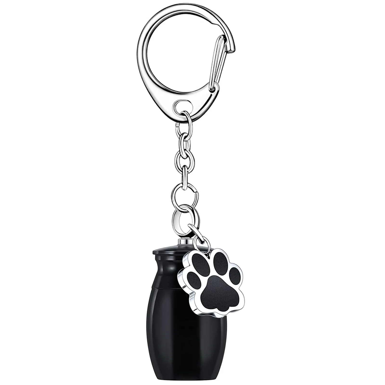 Cremation Keepsake Keychain for Ashes Mini Memorial Urn Pendant with Paw Print Charm Key Chain Jewelry Gift for Loss Loved One