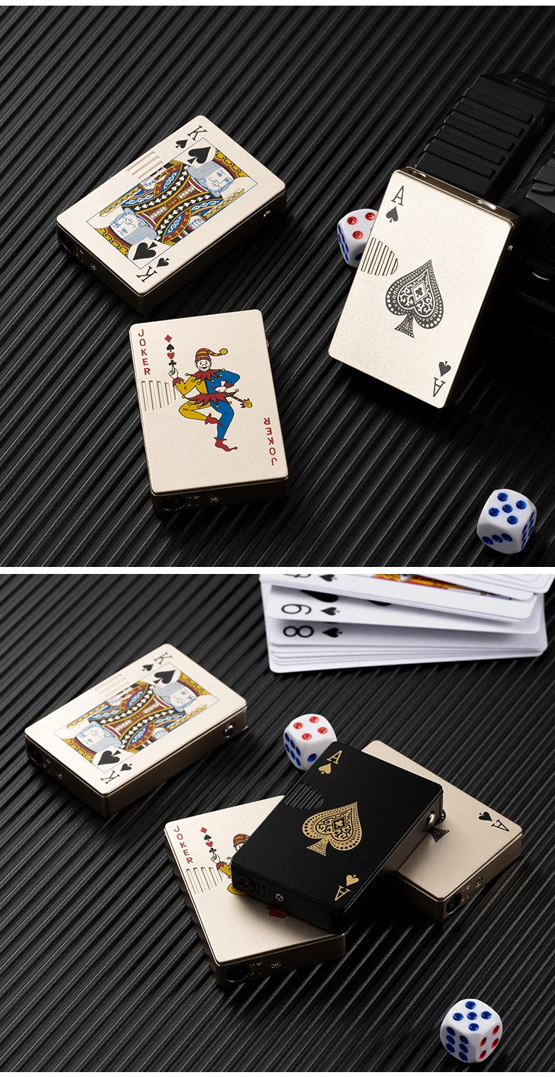 db 1250 cigarette lighter creative jet playing card hot selling products 2026 poker windproof lighter with metal green-5
