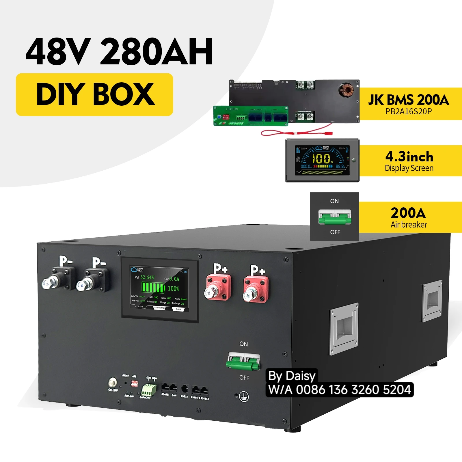 【コメント保存用】・バッテリー 48v16ah 1000w用BMS TechCella 48V 100Ah LiFePO4 Battery, 100A BMS with Inverter