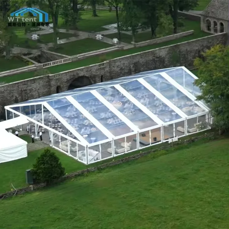 Customizable 25x45 Glamping Clear Span Transparent PVC Party Tent with Aluminum Poles Layer 1000 Persons Weddings Marquees