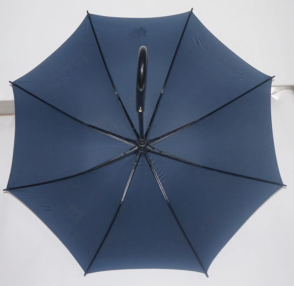 Factory Silk Screen Printing Logo Straight Advertising Paraguas Navy Blue Business Double Fluted Ribs Windproof Umbrella