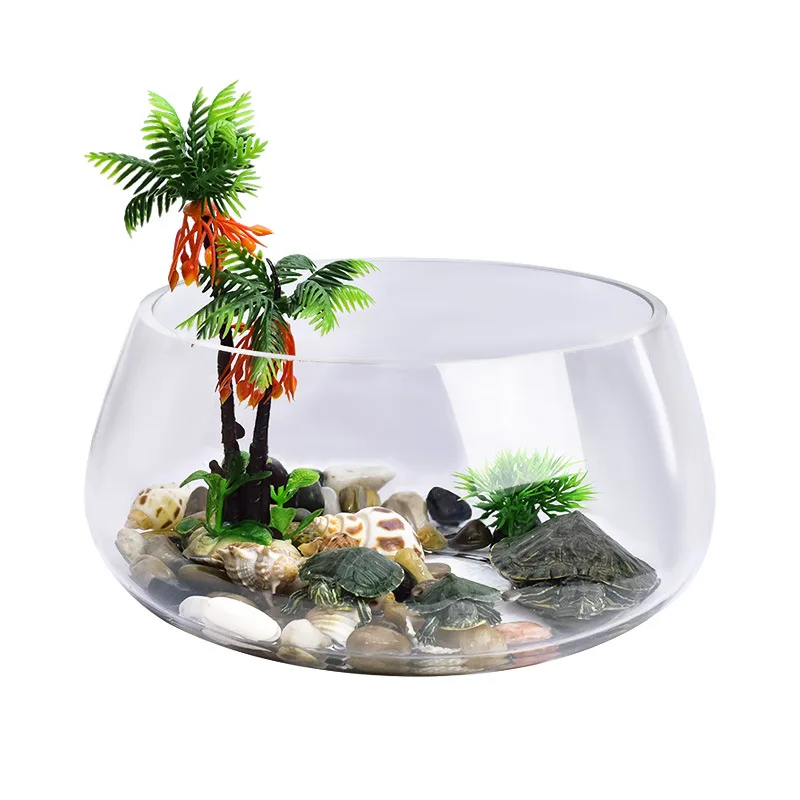 Decorative Modern Glass Vase for Flower Wedding Nodic Round Slant Landscape Bottle