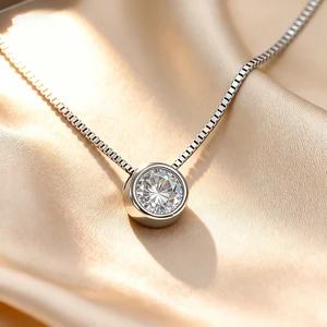 Fashion Jewelry Copper-plated Platinum Round Diamond Pendant Women Necklace With GRA Certificate