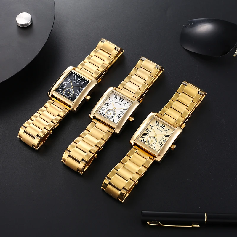 JewelryWe - Orologio da Polso al Quarzo Coppia in Acciaio inossidabile con Zircone Brillante con Lancette Luminose Regalo per Uomo Donna