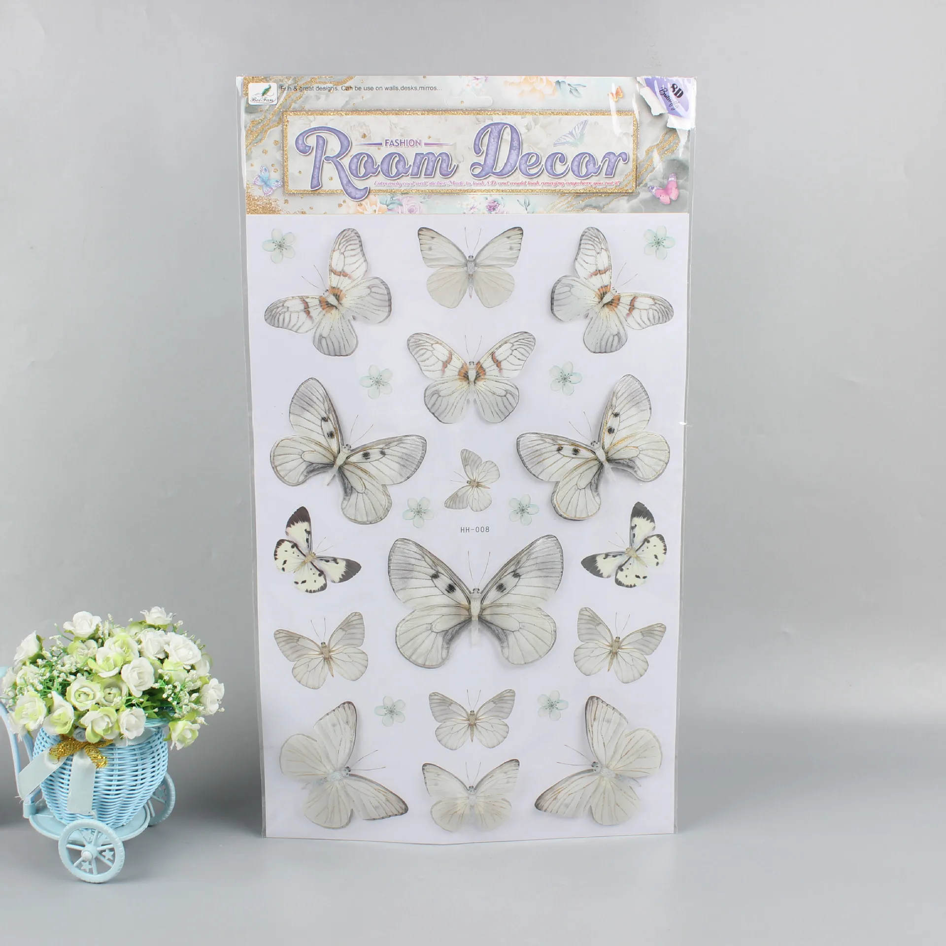 3D Butterfly Wall Stickers in Gold, Silver & Rose Gold - 12pcs/Pack for Wedding