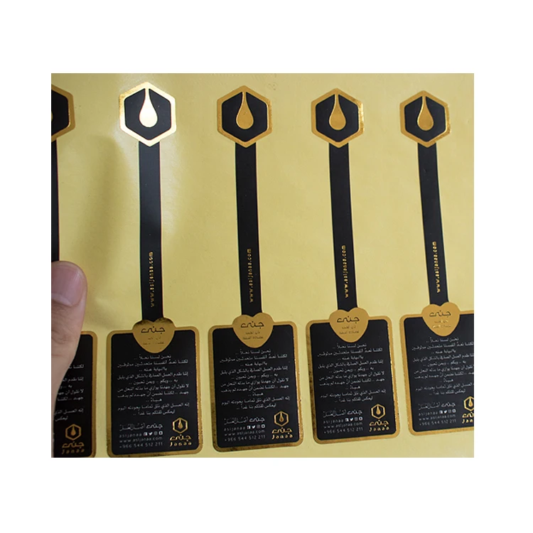 Direct Factory Self Adhesive Customized Printing Clear Gold Foil Stickers Transparent Logo Label