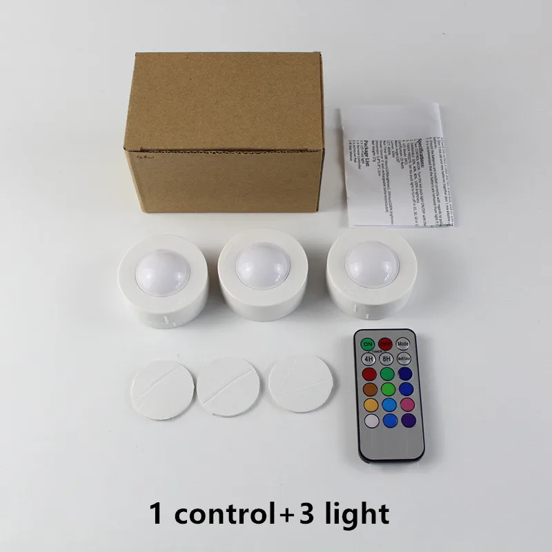 LED Mini Round RGB Under Cabinet Spotlight Smart Puck Light Led Cabinet Lamp With With Remote Control